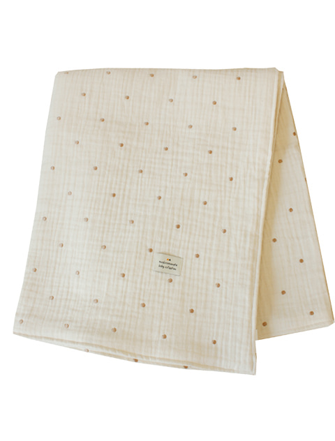 small dot brown blanket *브라운 땡땡이 6중지 자수 블랭킷