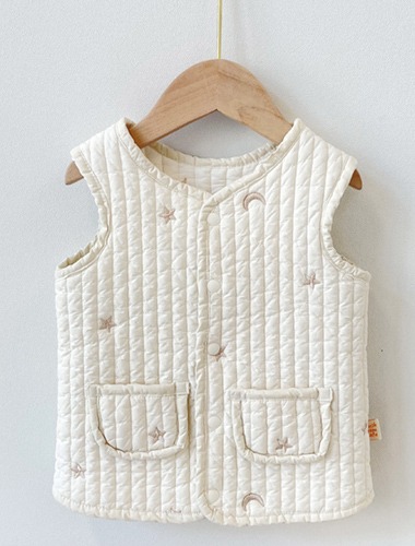 the moon and stars quilting vest *별달 자수 조끼