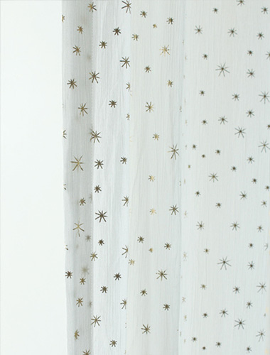 Twinkle little gold stars white curtain