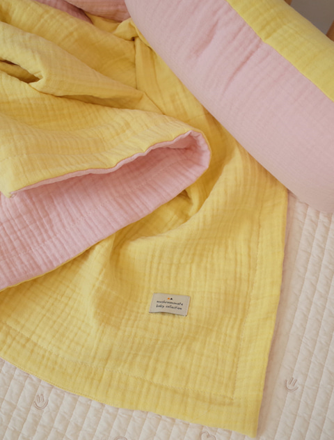 two tone oganic blanket pink yellow 양면블랭킷