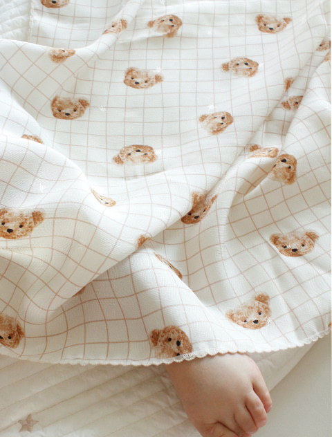 ice cooling teddy bear check blanket